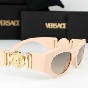 NEW Versace VE4480U 54946I Nude Brown Grad Grey Mirror Silver Unisex Sunglasses